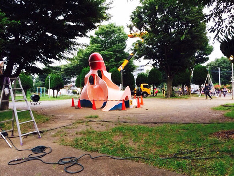 映画撮影中のタコ公園