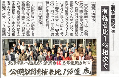 有権者比1%達成記事