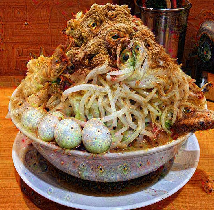 Googleの人工知能「DeepDream」で変換したラーメン二郎