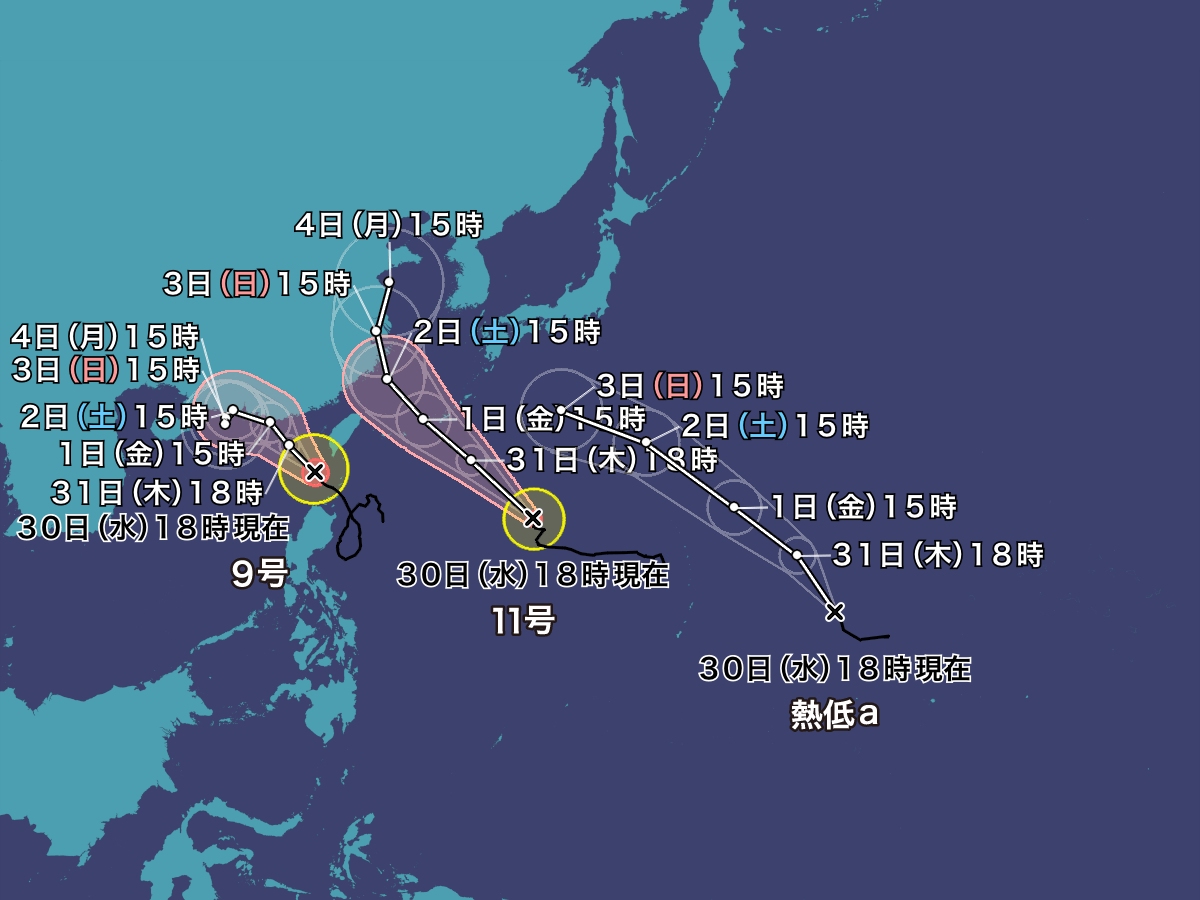 【台風情報】台風11号、東シナ海を北上 台風12号も発生か : たこわさニュース速報