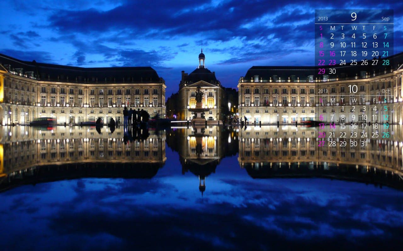 壁紙カレンダー平成25年9月 青いボルドー フランス壁紙写真館