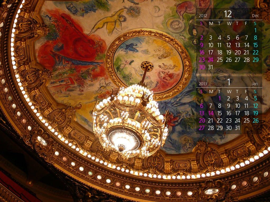 壁紙カレンダー24年12月 オペラ座 シャガールの天井画 フランス壁紙写真館 壁紙カレンダー24年12月 オペラ座 シャガールの天井画 フランス壁紙写真館