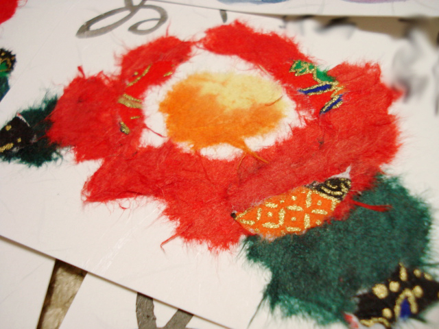 椿のちぎり絵 日々雑記