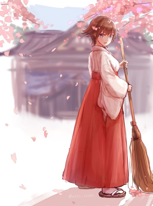 艦これ 境内を掃除する巫女比叡 他なごみネタ ガルパンプラス艦これラブライフ