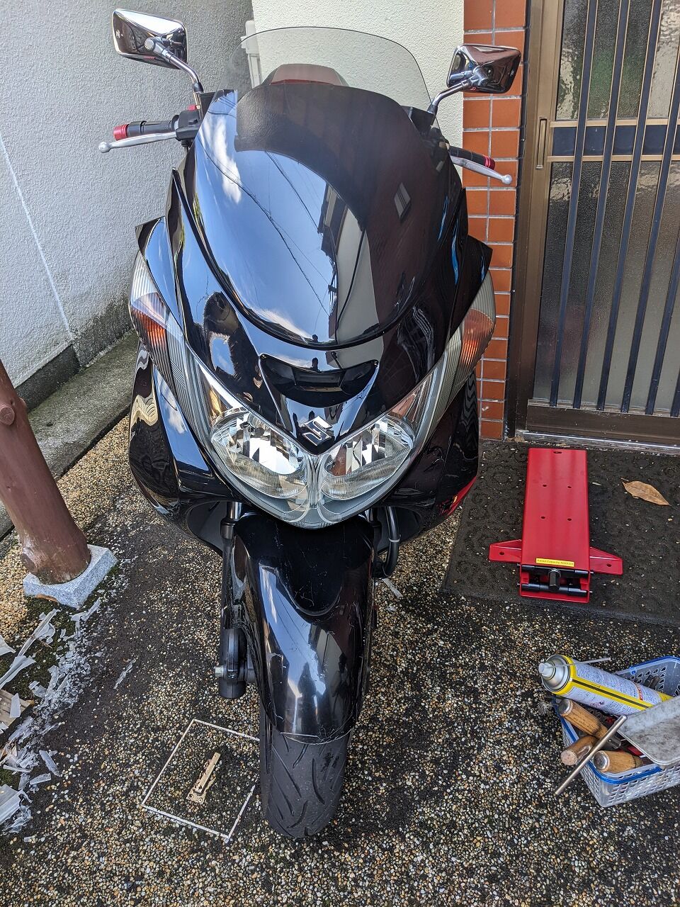 スカイウェーブ250-2(CJ43A) フロントフォーク　程度良好　(送料無料　出品者負担) ◇ｽｶｲｳｪｲﾌﾞ250（CJ43A)ﾌﾛﾝﾄﾌｫｰｸ修理◇ - モトフェニ店主の日記