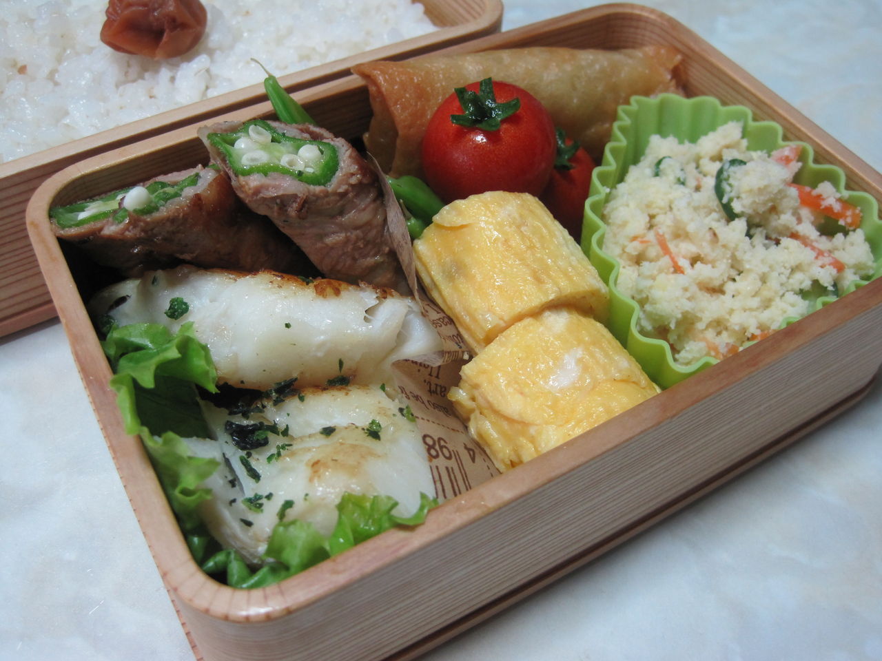 一塩鱈のソテー おからの酢の物弁当 超低カロリー たねちゃん弁当 日々精進