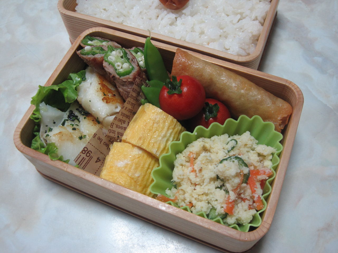一塩鱈のソテー おからの酢の物弁当 超低カロリー たねちゃん弁当 日々精進