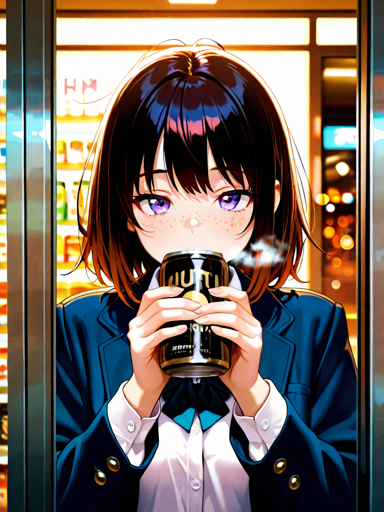 夜遅く缶コーヒーでほっとだよ