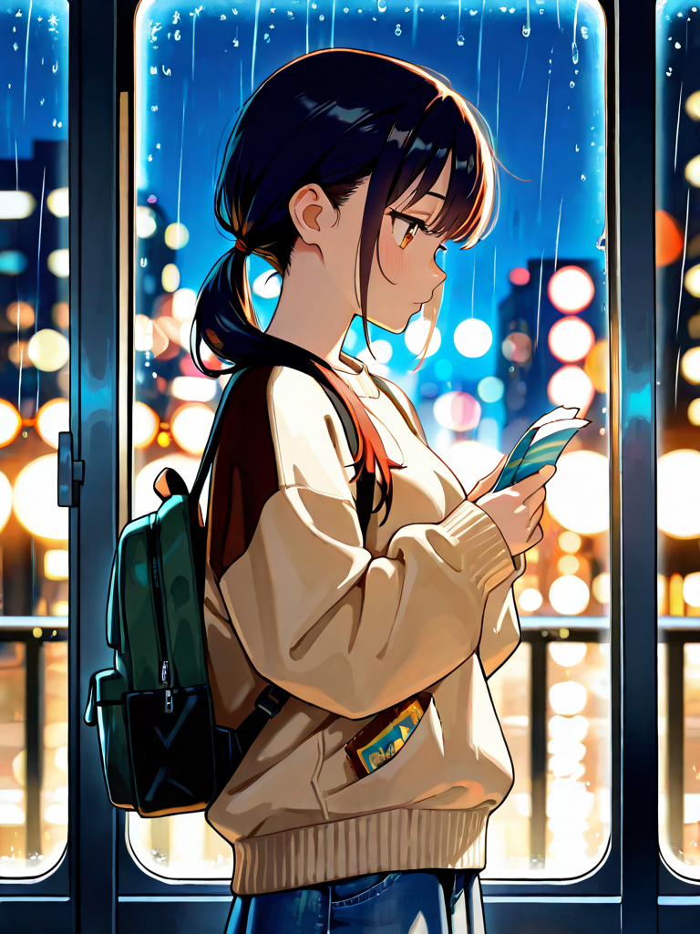 窓越しに遠くを見てるね