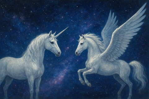 a unicorn and a pega
