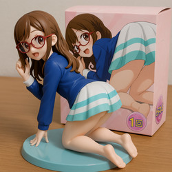 キャラクターのフィギュアが机の上に置かれ