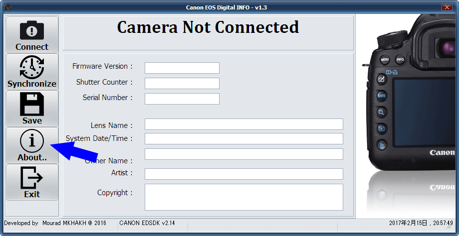 キヤノン デジタル一眼レフカメラ シャッター回数表示 (Canon EOS