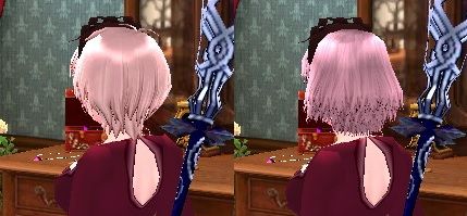 髪の色が髪型によって変化する