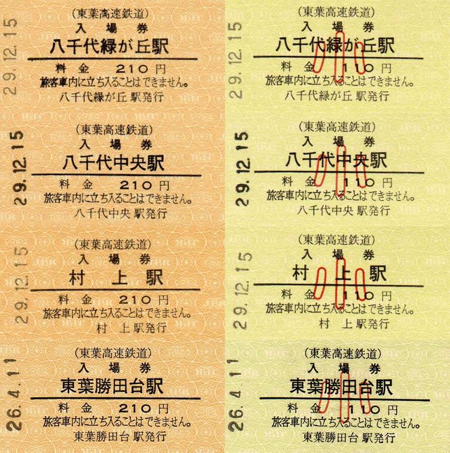 東葉高速鉄道 8 （硬券入場券） : 叩け！マルス
