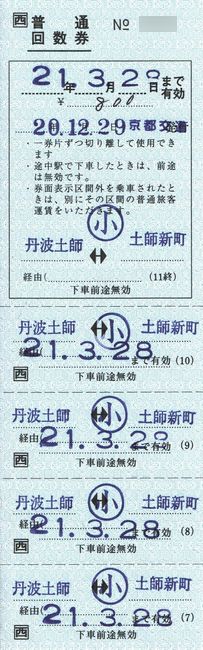 西日本JRバス 18 （京都交通発行の補充回数券） : 叩け！マルス