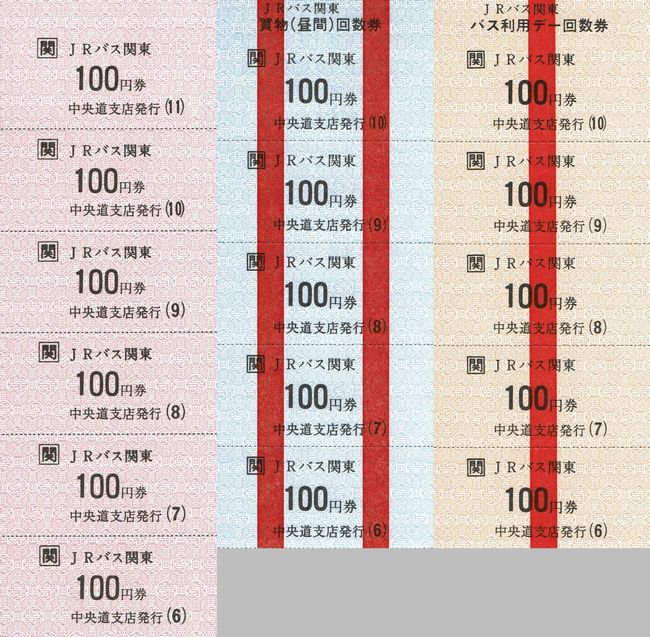 ＪＲバス関東 中央道支店 6 （特殊回数券、買物（昼間）回数券及びバス利用デー回数券 （中央道支店表記）） : 叩け！マルス