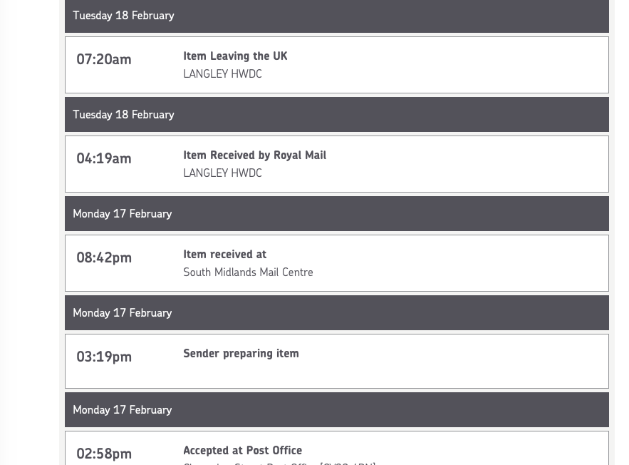 超絶親切なroyal Mailのトラッキング 実録主義