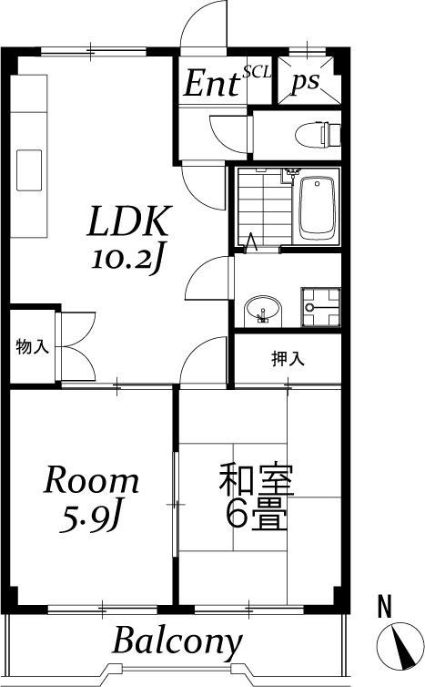 【修】308号室間取り図