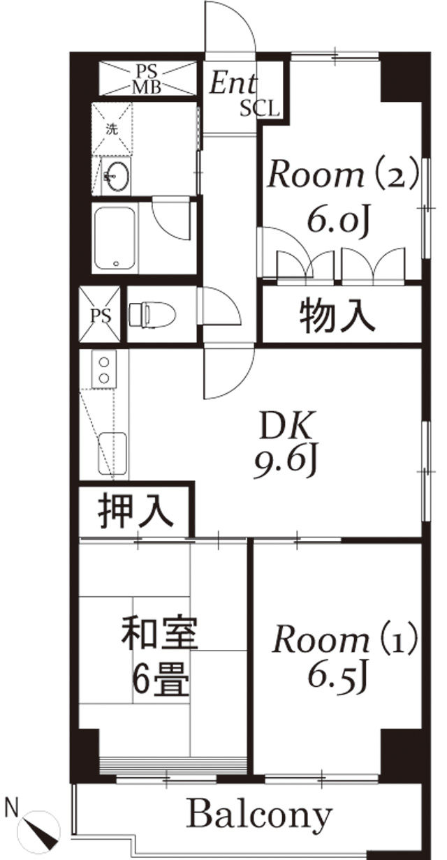 【修】久米川日新ハイツ_1号室系統（2～7階）_Ｂ’タイプ