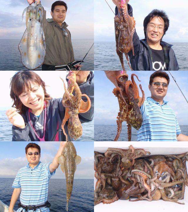 アオリイカ　マダコ　マゴチ　釣果写真