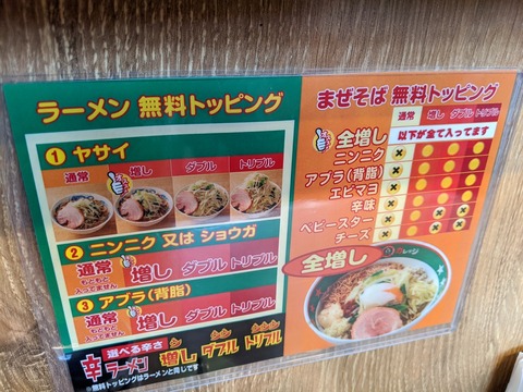 ジャンクガレッジ 無料トッピング