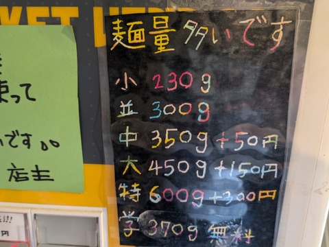 魂の中華そば 麺量