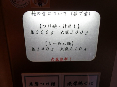 濃厚鶏そば葵　麺量