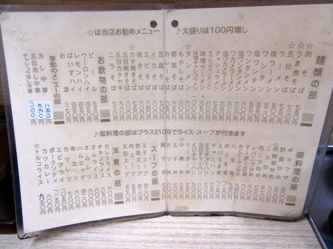 ちくま軒　メニュー