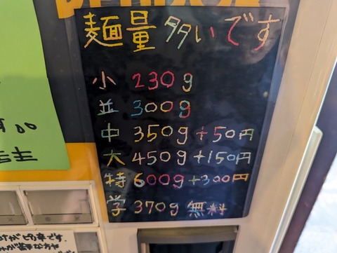 魂の中華そば 麺量