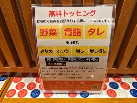 にぼが屋 無料トッピング