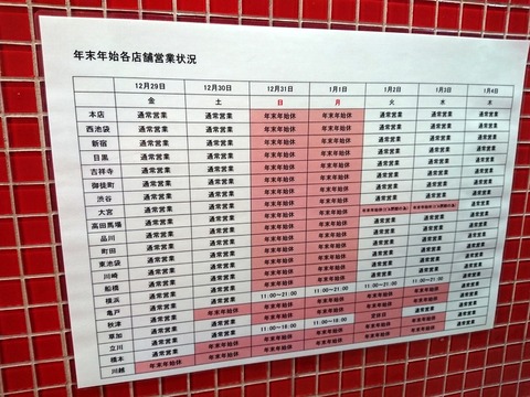 中本　年末年始