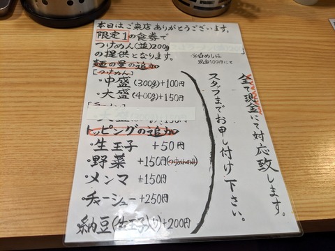 逆流　メニュー