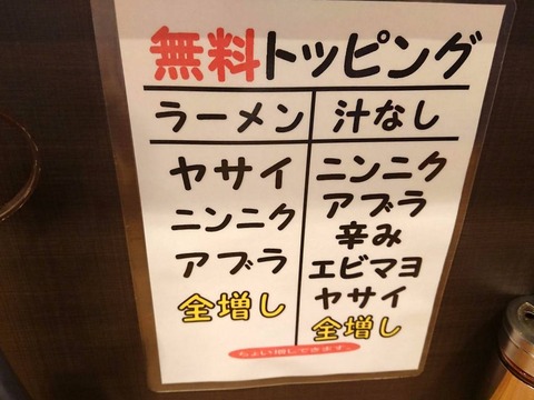 びんびん豚　無料トッピング