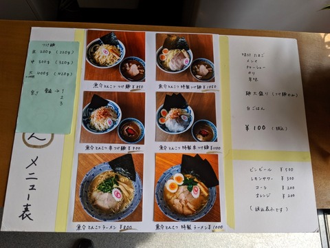 麺屋わおん メニュー
