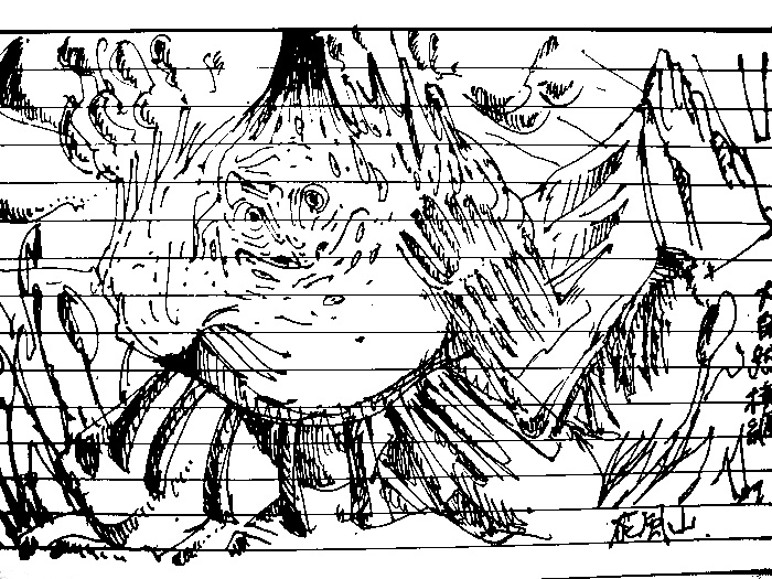 ボールペン画 二階調化 豪傑蝸牛