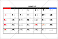 年７月 カレンダー エクセル 無料 無料テンプレートダウンロード