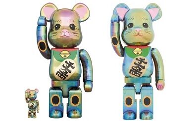 BE@RBRICK 招き猫 黒透明メッキ 100％ & 400％