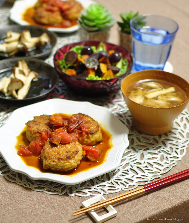甘辛でジューシー♩【つくねのトマト照り焼き】で晩ごはん : 井上
