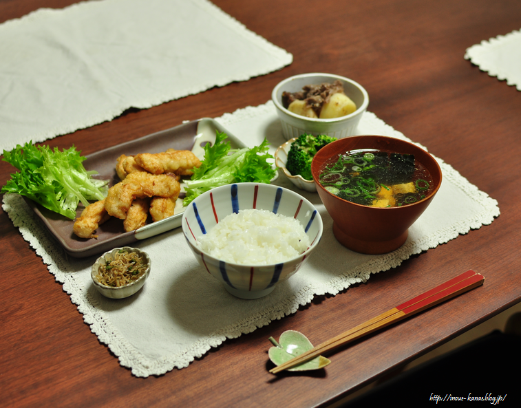 胸肉のスティックフライドチキンの献立と なーさん見間違える 井上かなえオフィシャルブログ 母ちゃんちの晩御飯とどたばた日記 Powered By ライブドアブログ