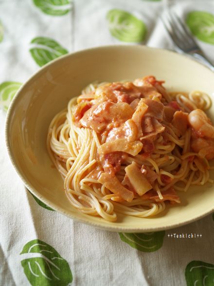 母ちゃんちの晩御飯とどたばた日記-海老トマトクリーム