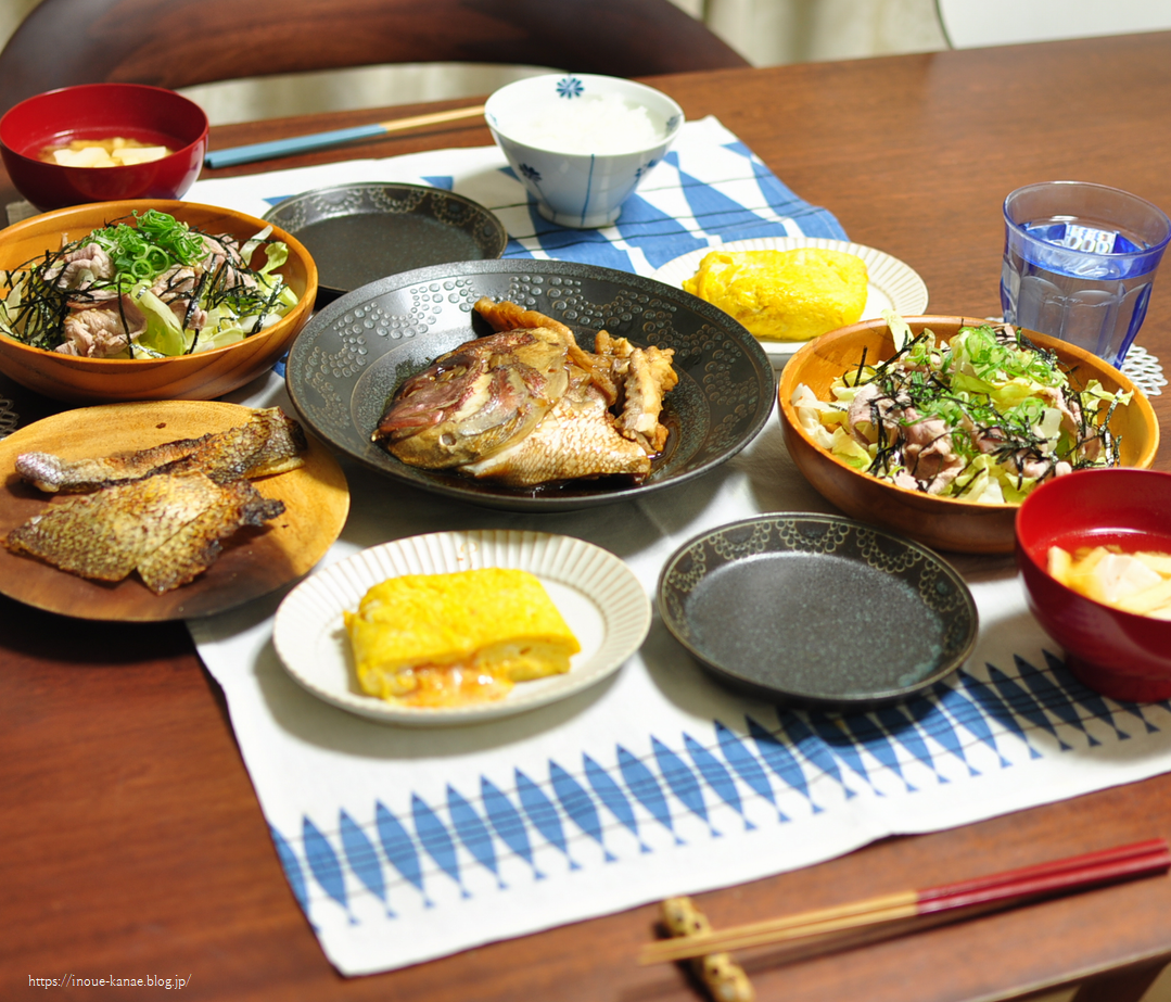 激安だった真鯛のあらで女子大生好みの居酒屋さん風晩ごはんと【明太子