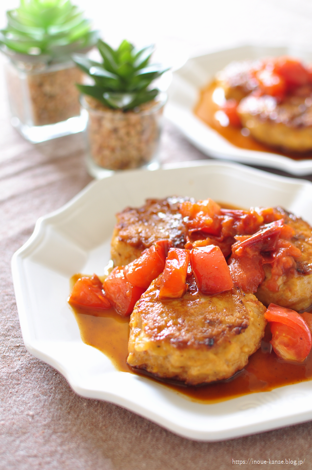 甘辛でジューシー♩【つくねのトマト照り焼き】で晩ごはん : 井上