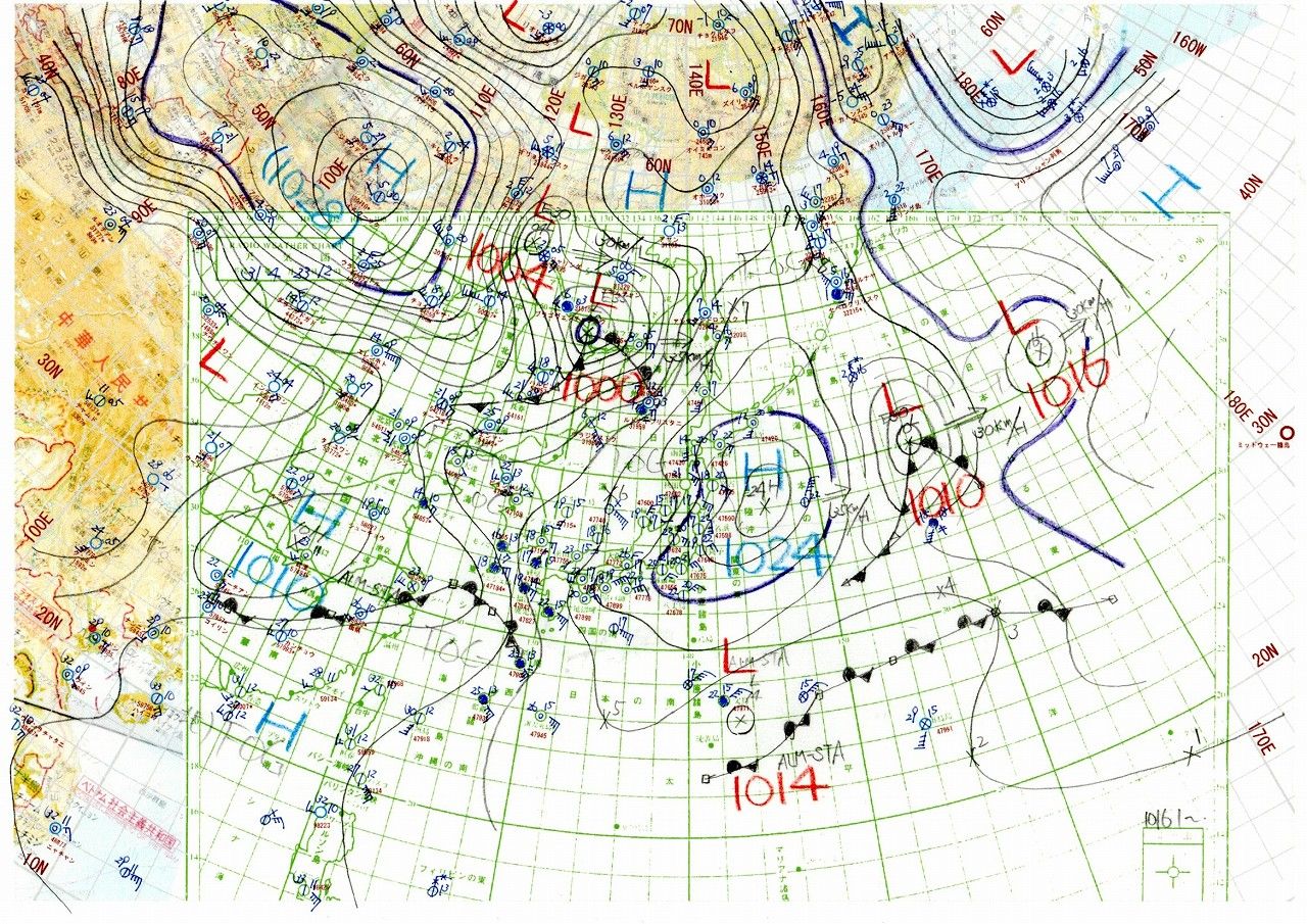 1016hPaの低気圧と1010hPaの高気圧 : 天気図日記