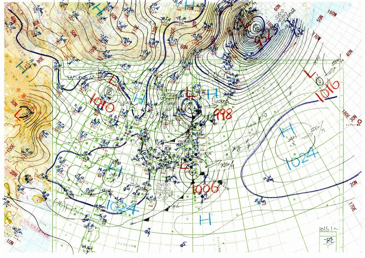 韓国で天気不明３地点 天気図日記