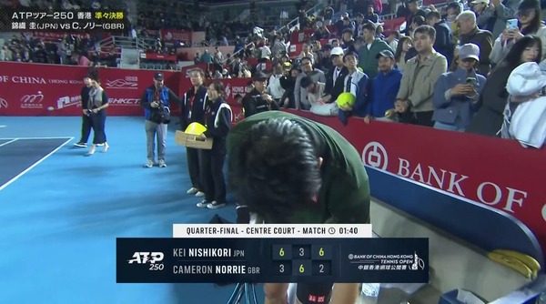 【速報】錦織圭、ノリー下し香港オープンベスト4進出！！復活きたああああ！？