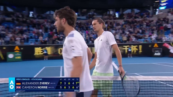 次世代王者ズベレフがノリーとのフルセット制し全豪ベスト8へ！！次はアルカラスとの次世代王者対決！！！