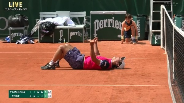 西岡がウルフに大逆転勝利！！！全仏オープン初戦突破！！