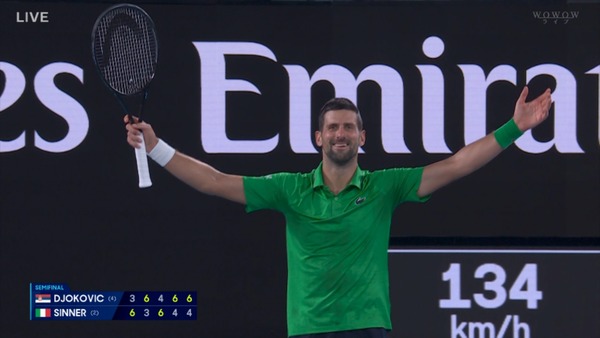 38歳ジョコビッチが天敵シナーとの死闘を制し全豪オープン３年ぶり決勝へ！！前人未踏のGS25勝なるか！？