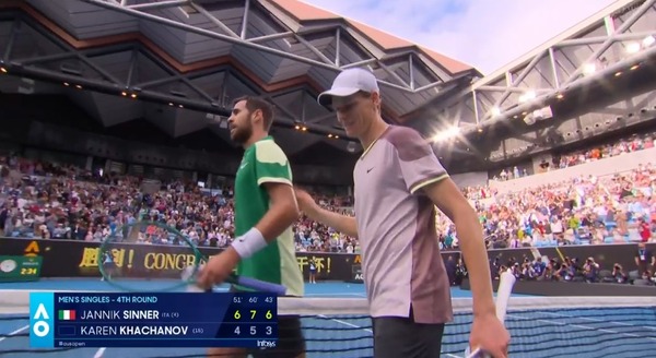 シナーがハチャノフ下し全豪ベスト8へ！！ここまで全部ストレート！