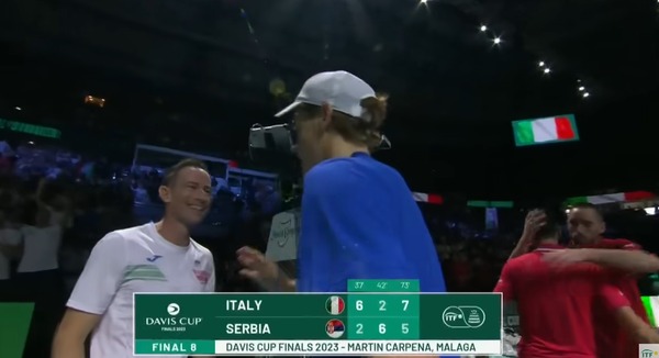 シナーがジョコビッチに勝利しデビスカップ決勝へ！！リベンジ成功！